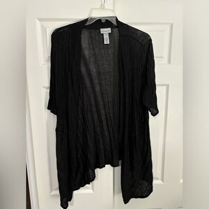 Catherine’s Short-Sleeve Thin Black-Glittery Cardigan, Size 2X